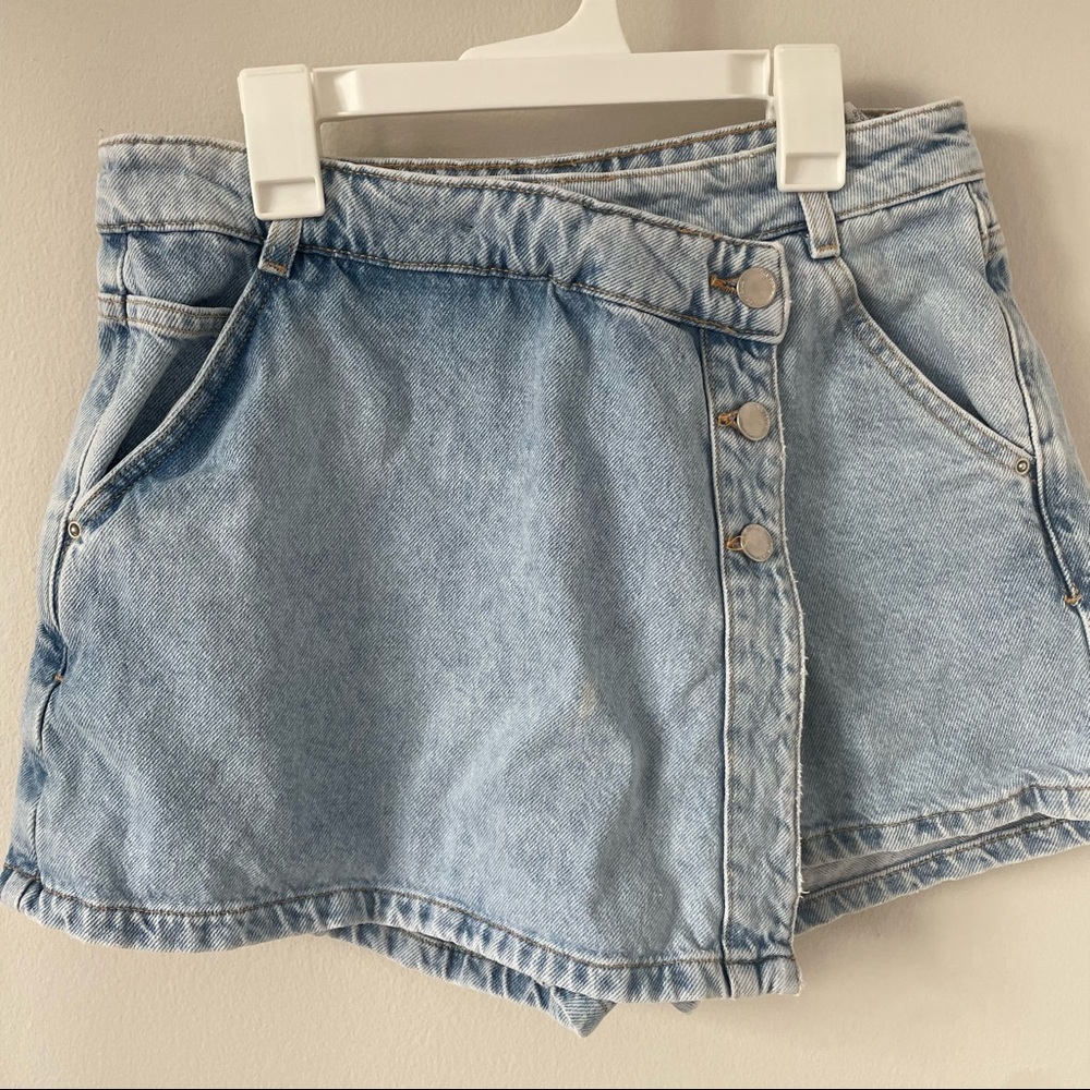 Zara Denim Asymmetrical Skort